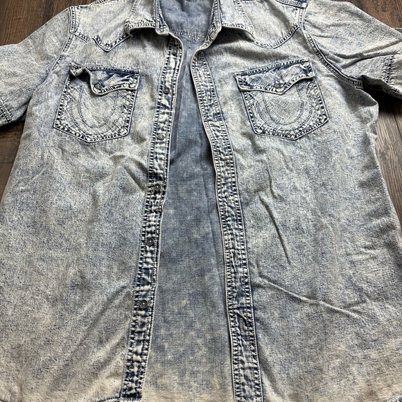 True Religion Light Blue Denim Casual Shirt - Picture 6 of 8